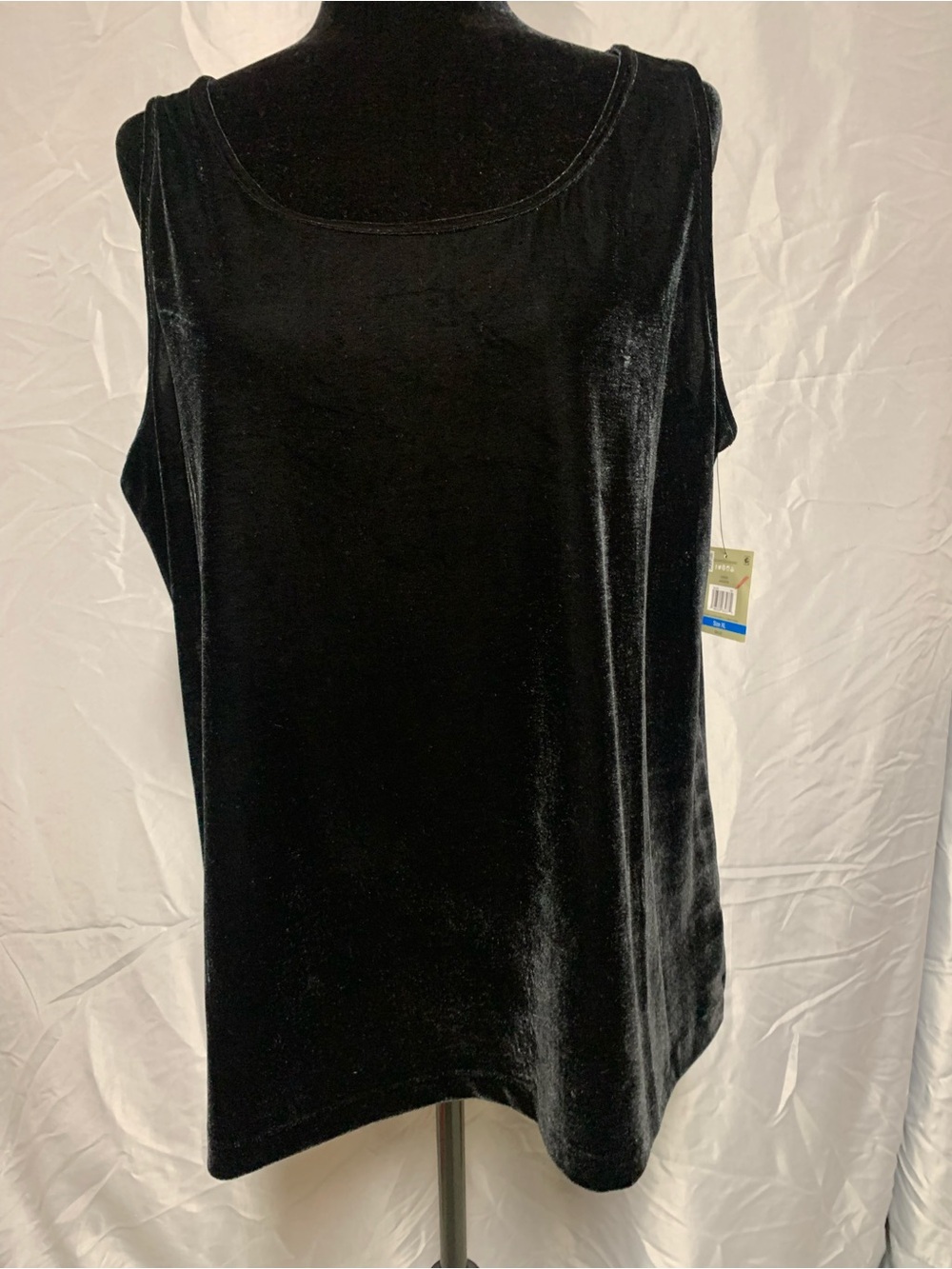 John Mark Black Velvet Scoop Tank Top